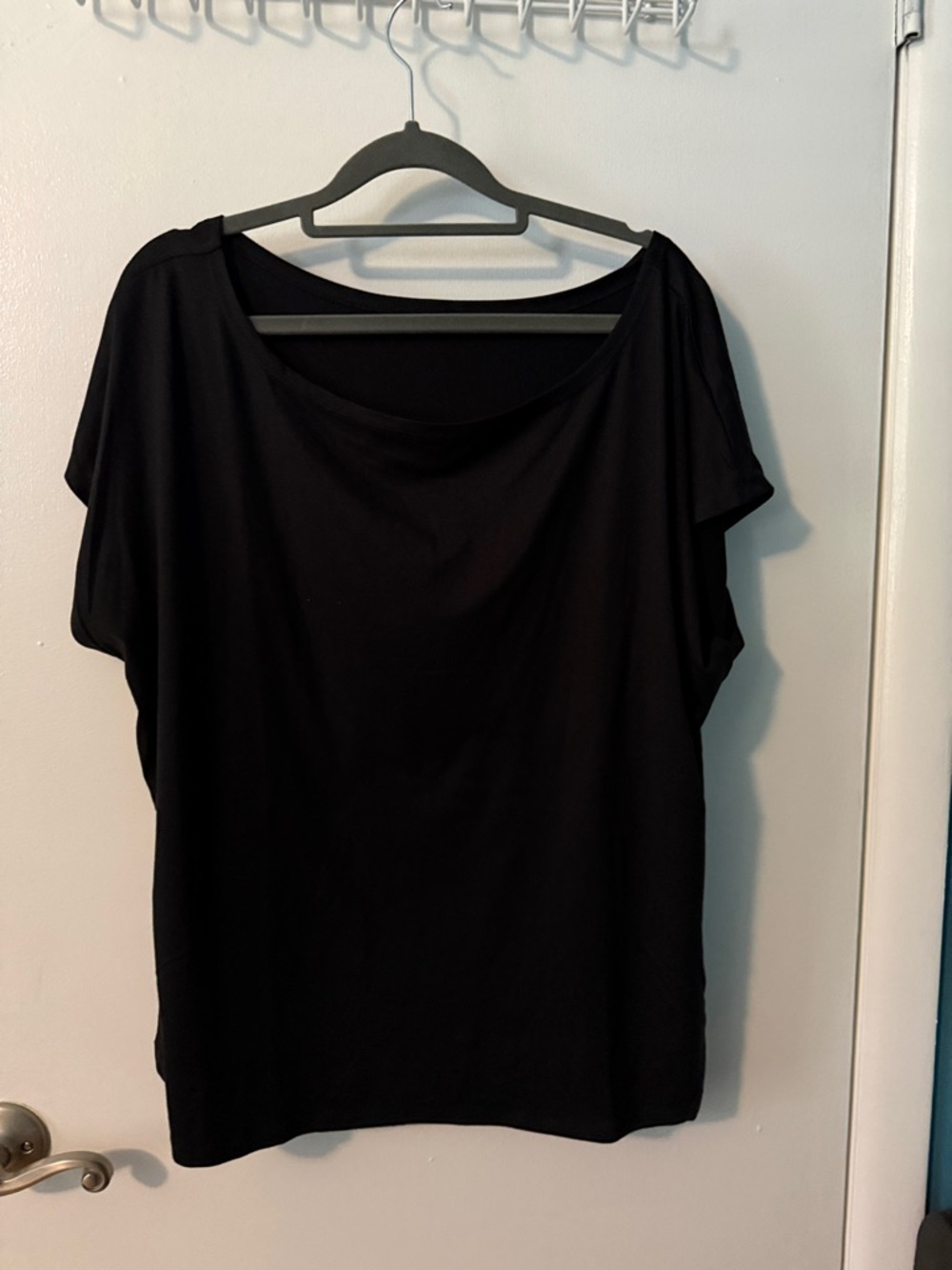 LOFT Black Short Sleeve Boatneck Tee